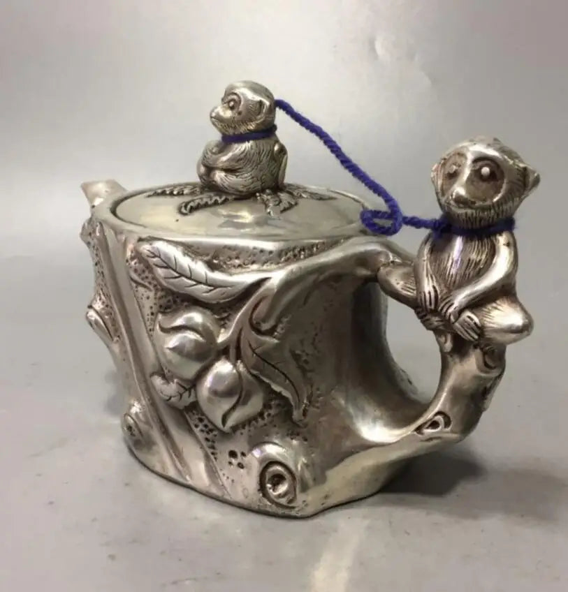 China White copper monkey teapot crafts statue
