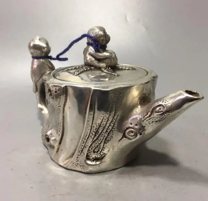 China White copper monkey teapot crafts statue