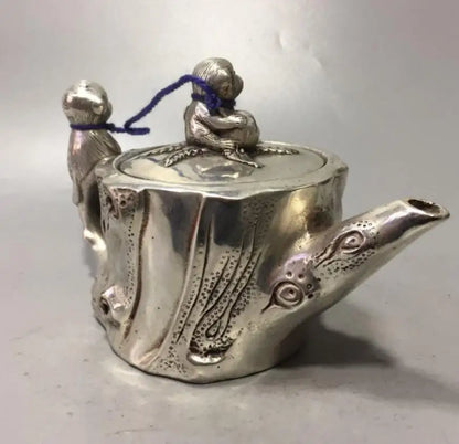 China White copper monkey teapot crafts statue