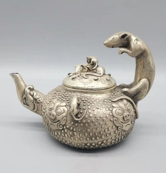 China White copper mouse teapot crafts statue