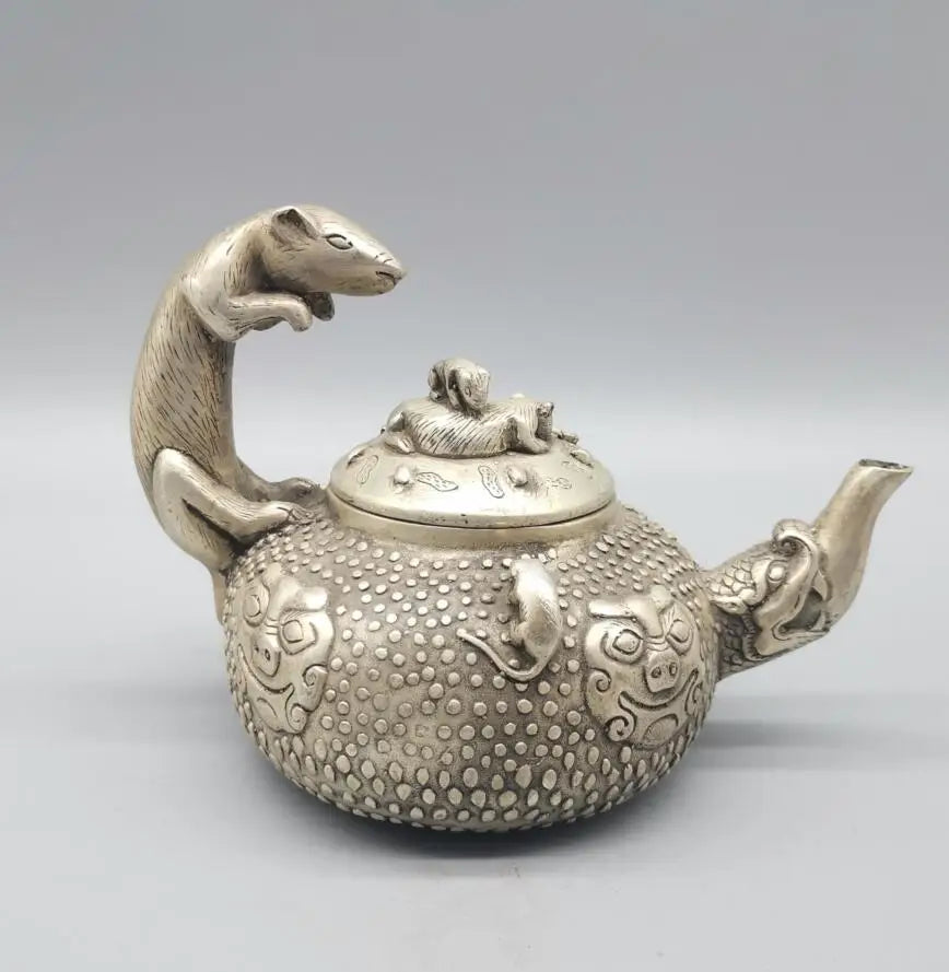 China White copper mouse teapot crafts statue