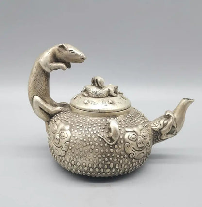 China White copper mouse teapot crafts statue