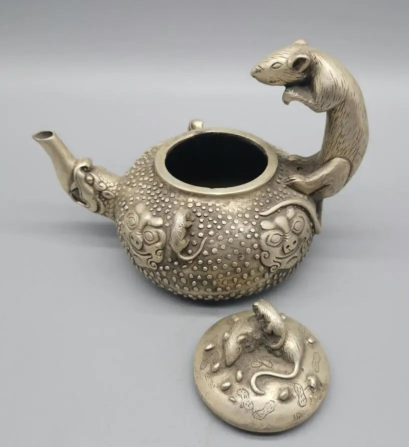 China White copper mouse teapot crafts statue