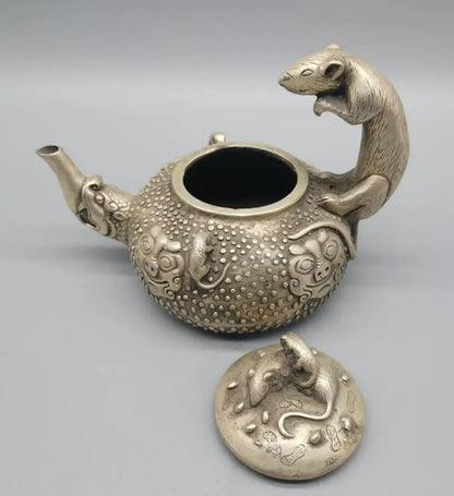 China White copper mouse teapot crafts statue