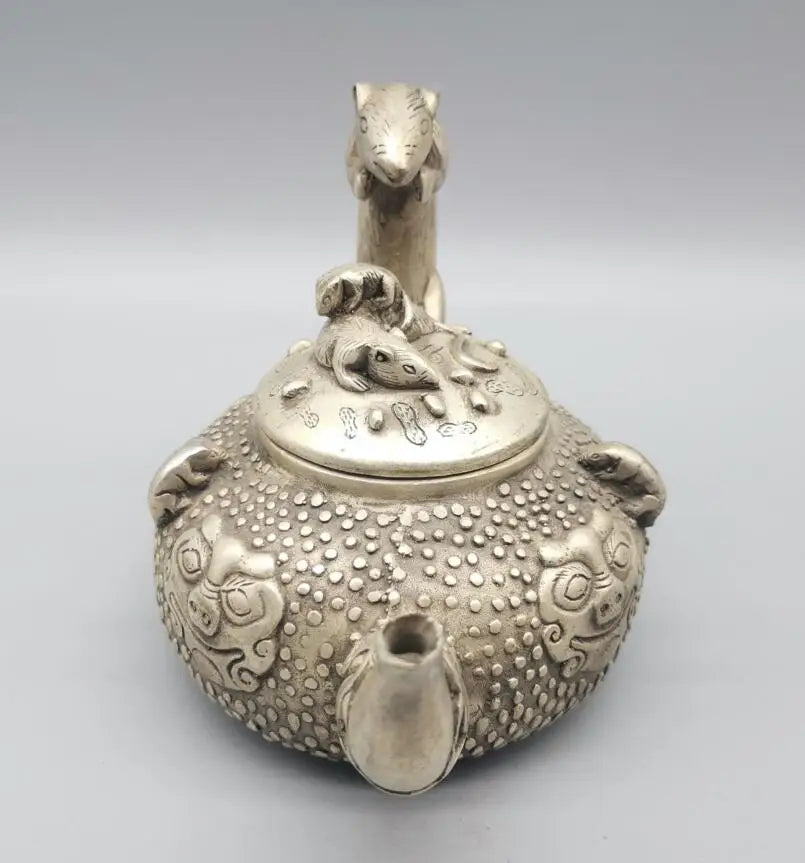 China White copper mouse teapot crafts statue