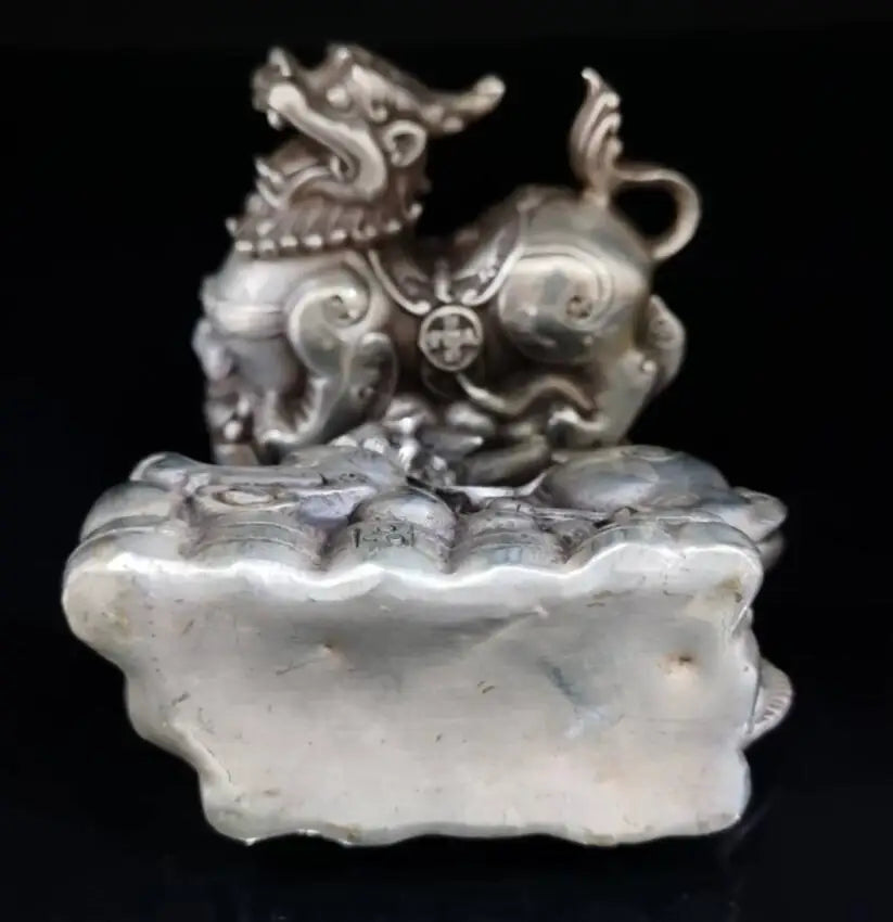 China White copper mythical wild animal wealth crafts statue A pair