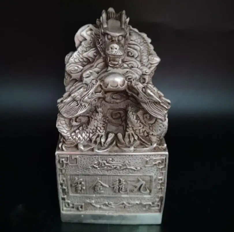 China White copper nine dragon seal crafts statue