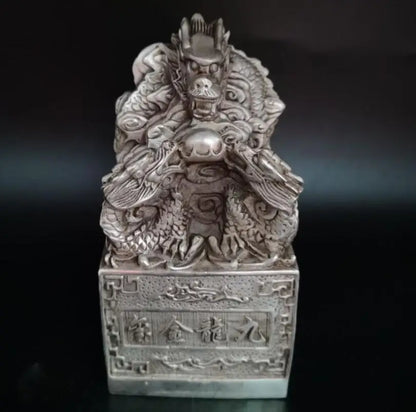 China White copper nine dragon seal crafts statue