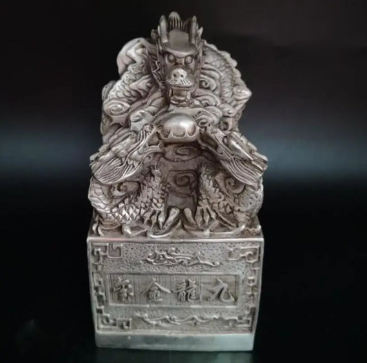 China White copper nine dragon seal crafts statue