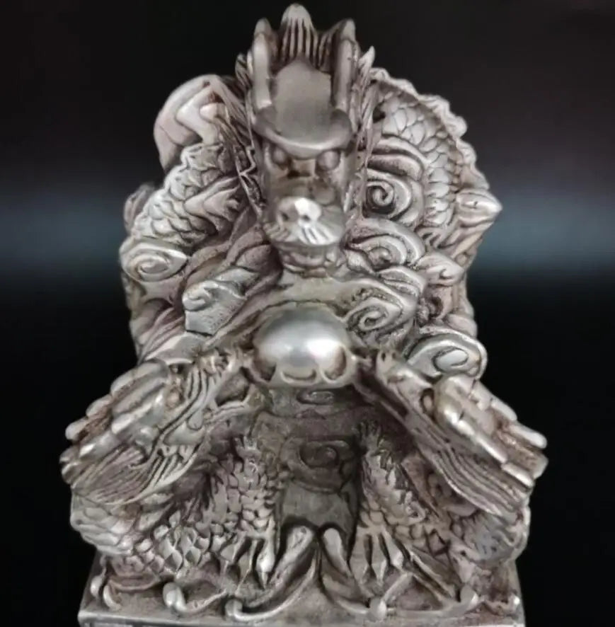 China White copper nine dragon seal crafts statue