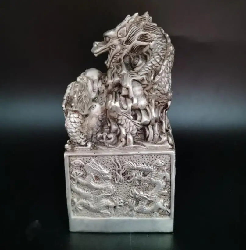 China White copper nine dragon seal crafts statue