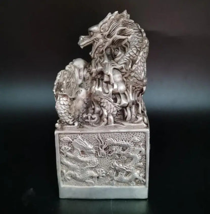 China White copper nine dragon seal crafts statue