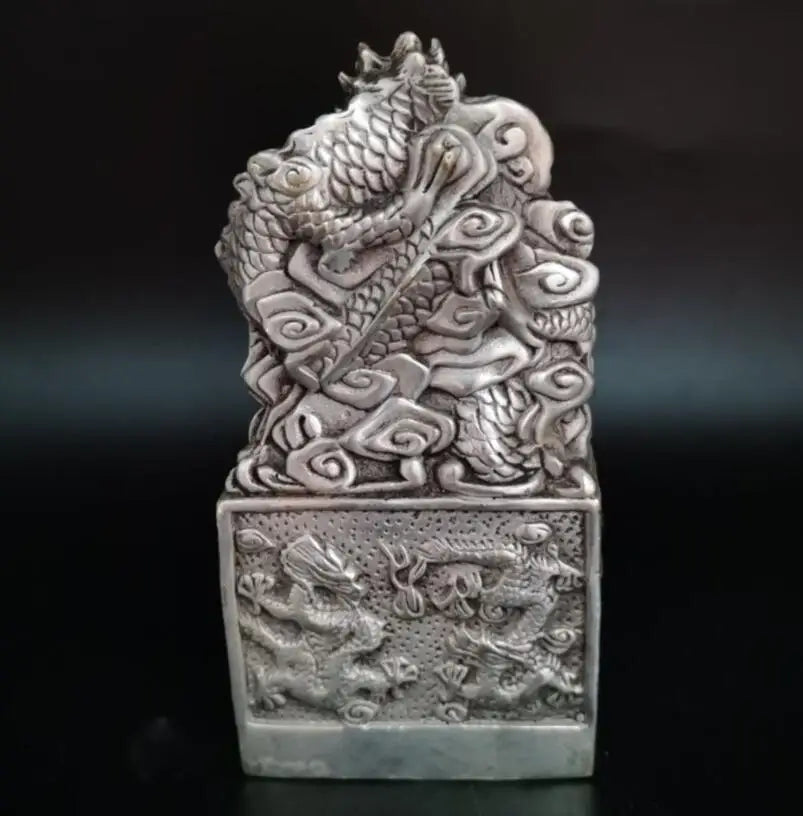 China White copper nine dragon seal crafts statue