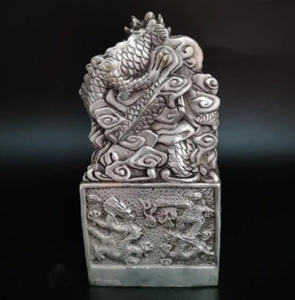 China White copper nine dragon seal crafts statue