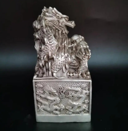 China White copper nine dragon seal crafts statue