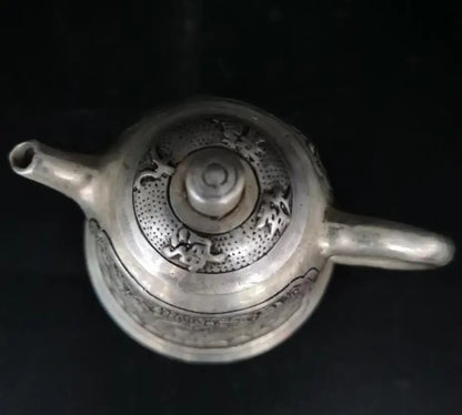 China White copper nine dragon wine pot crafts statue