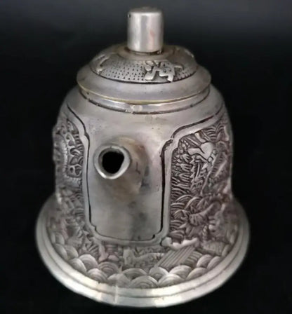 China White copper nine dragon wine pot crafts statue