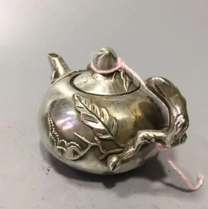 China White copper peach teapot crafts statue