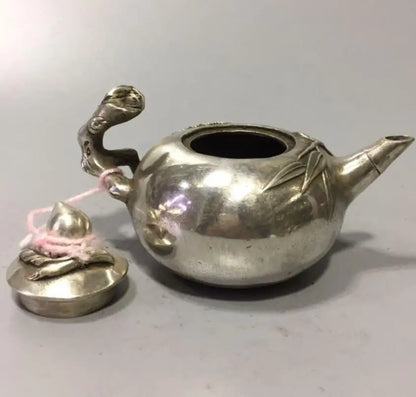 China White copper peach teapot crafts statue