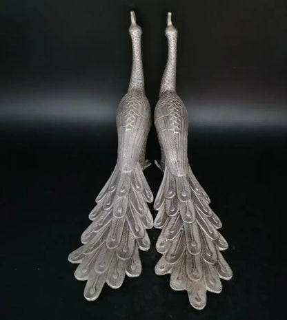 China White copper peacock crafts statue A pair