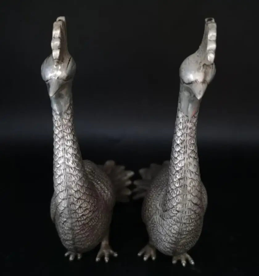 China White copper peacock crafts statue A pair