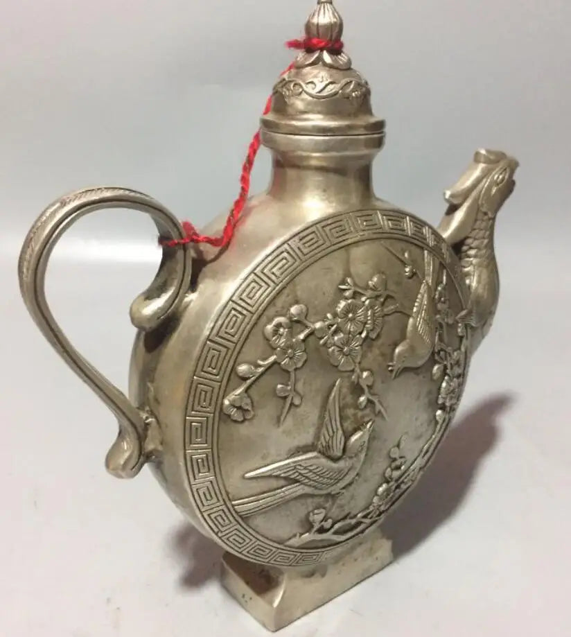 China White copper peacock teapot crafts statue