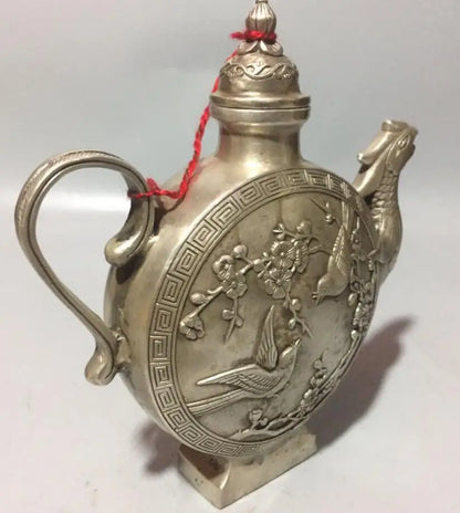 China White copper peacock teapot crafts statue