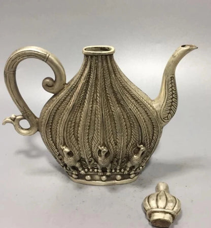 China White copper peacock teapot crafts statue
