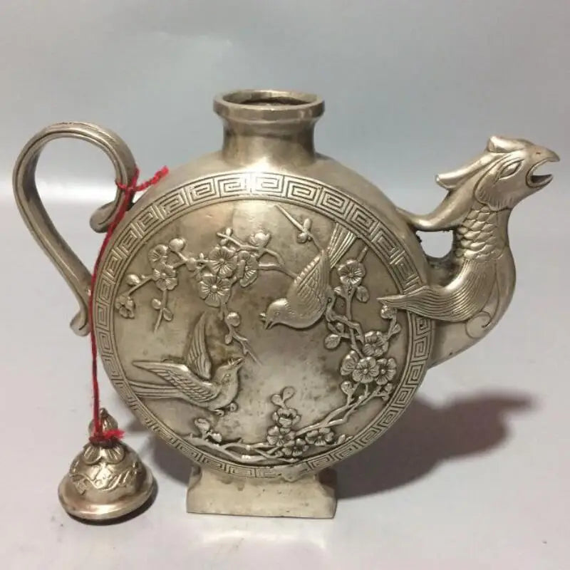 China White copper peacock teapot crafts statue