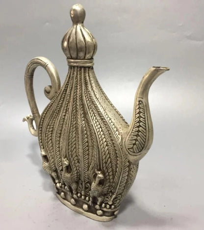 China White copper peacock teapot crafts statue
