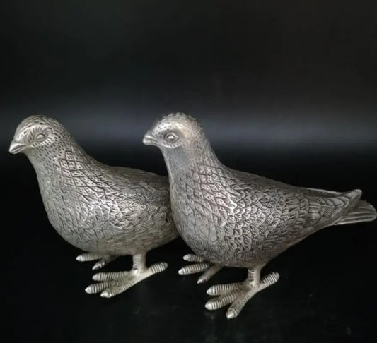 China White copper pigeon crafts statue A pair