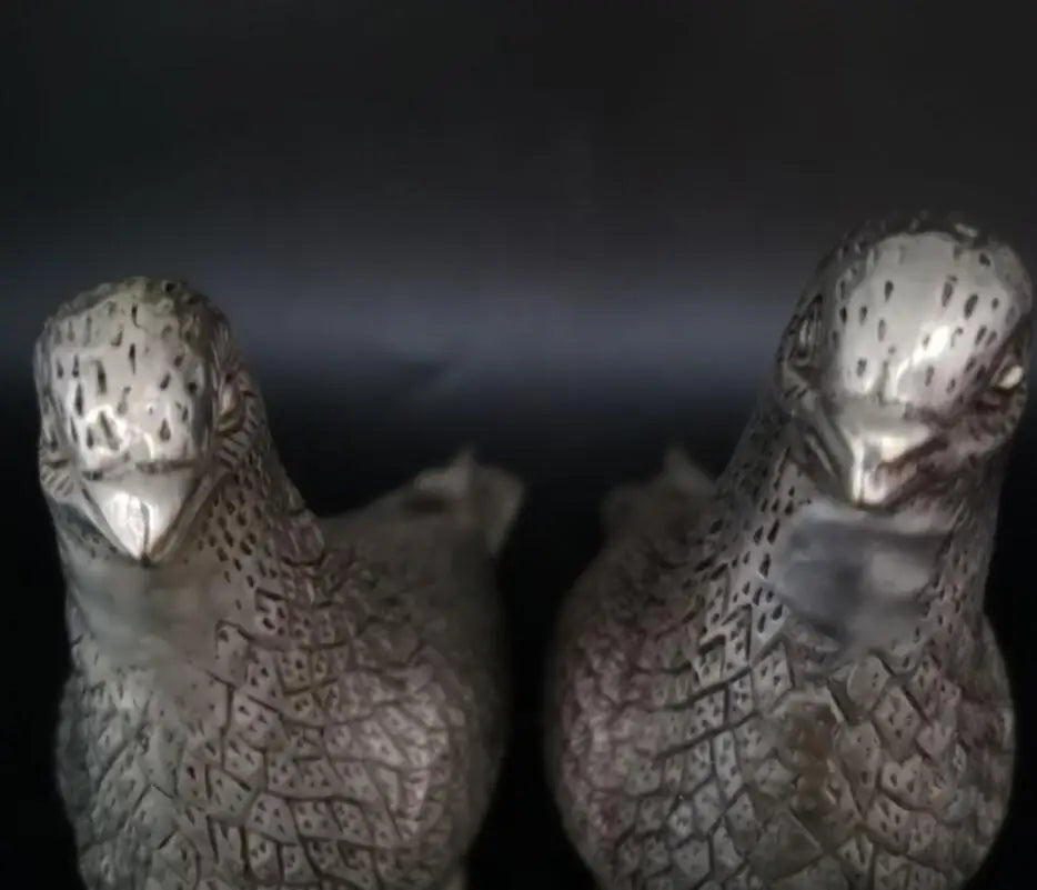 China White copper pigeon crafts statue A pair