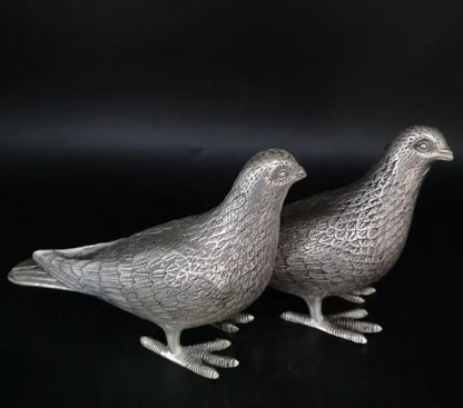 China White copper pigeon crafts statue A pair
