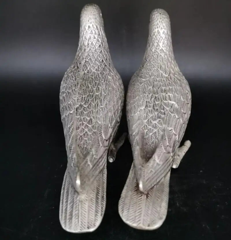China White copper pigeon crafts statue A pair