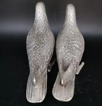 China White copper pigeon crafts statue A pair