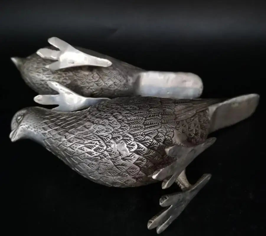 China White copper pigeon crafts statue A pair