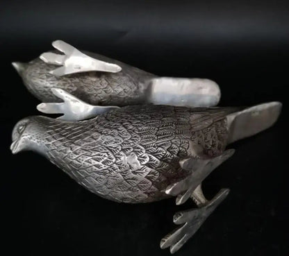China White copper pigeon crafts statue A pair