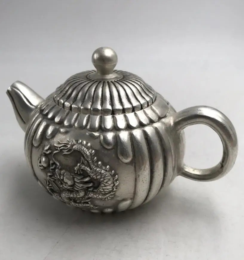 China White copper pumpkin teapot crafts statue