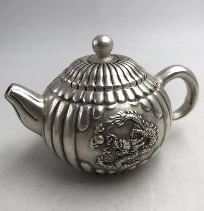 China White copper pumpkin teapot crafts statue