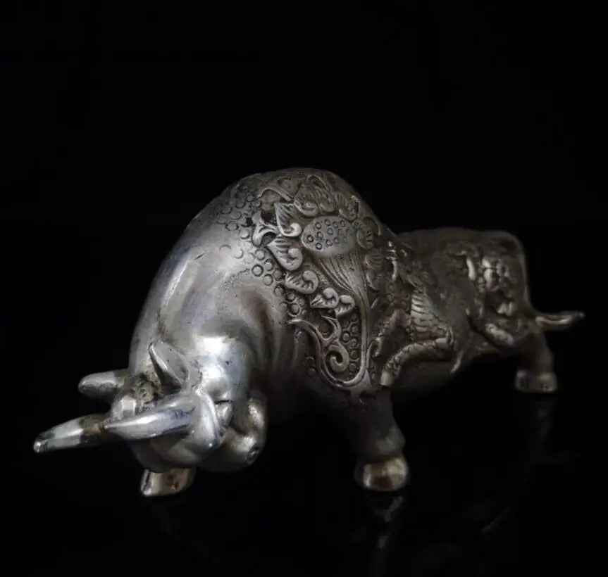 China White copper recruit Wealth cow crafts statue