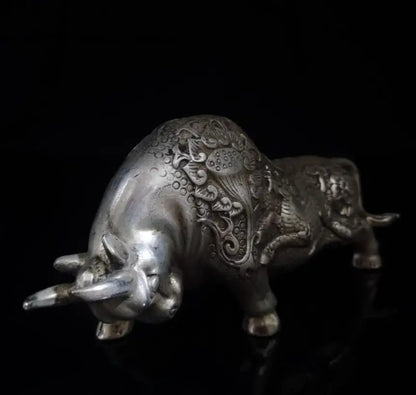 China White copper recruit Wealth cow crafts statue