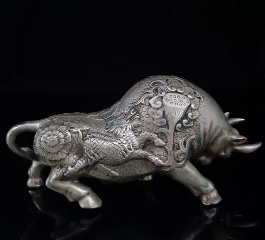 China White copper recruit Wealth cow crafts statue
