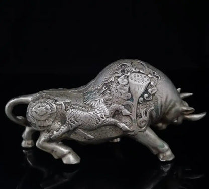 China White copper recruit Wealth cow crafts statue