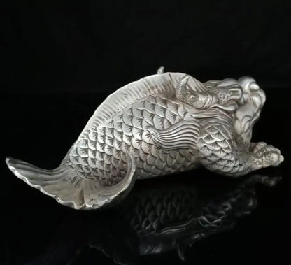 China White copper recruit wealth arowana crafts statue