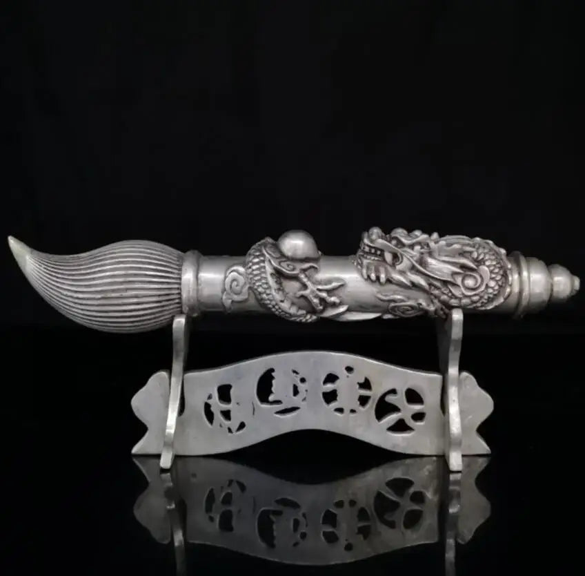 China White copper recruit wealth dragon pen crafts statue