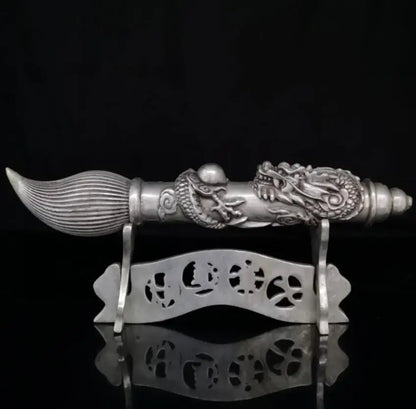 China White copper recruit wealth dragon pen crafts statue