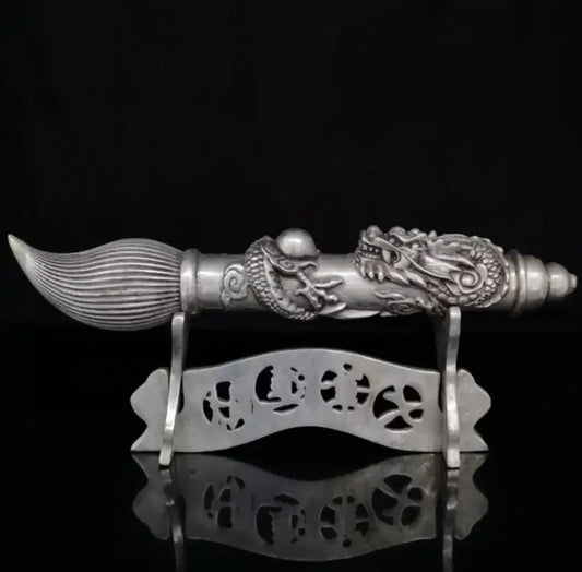 China White copper recruit wealth dragon pen crafts statue
