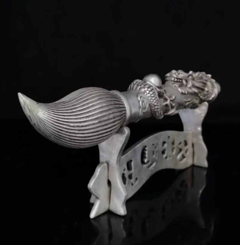 China White copper recruit wealth dragon pen crafts statue