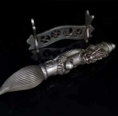 China White copper recruit wealth dragon pen crafts statue
