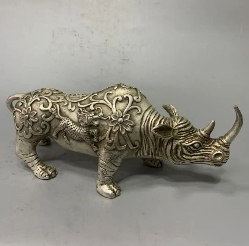 China White copper rhino crafts statue